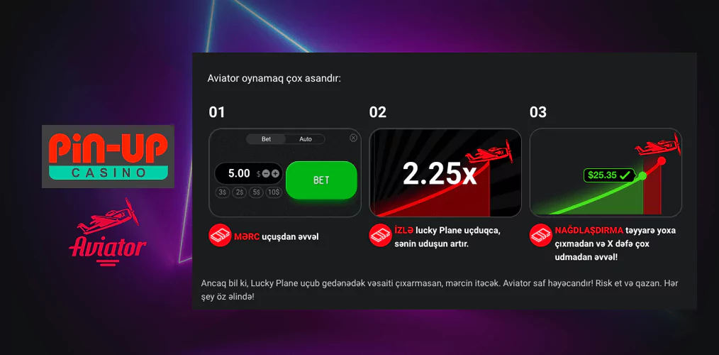 Pin Up Aviator oyun qaydaları