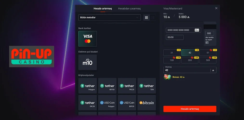 Pin Up-da Depozit Metodları